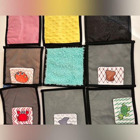 Sensory Mini Mats 6 7/8” x 6 7/8”, Set of 12, Built in Hooks for Hanging - Picture 7 of 13